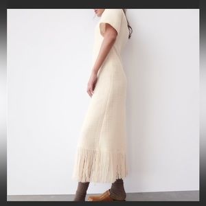 Zara Cream Tweed midi Dress